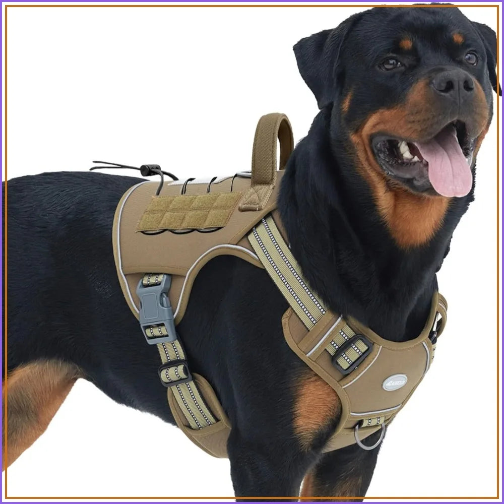 No Pull Tactical Dog Harness for Large Dogs, Adjustable Reflective K9 Working Training Vest