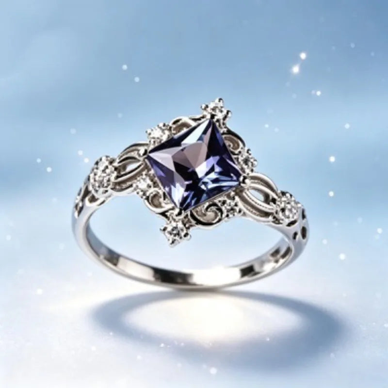 Elegant White Diamond Edge Hollow fashion Ring