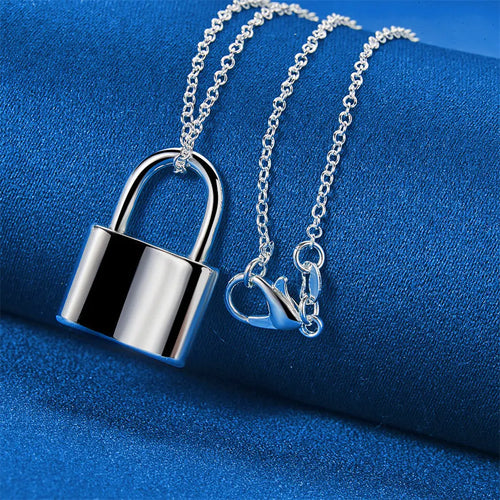 925 sterling silver 16-30 inch exquisite lock pendant necklace for women