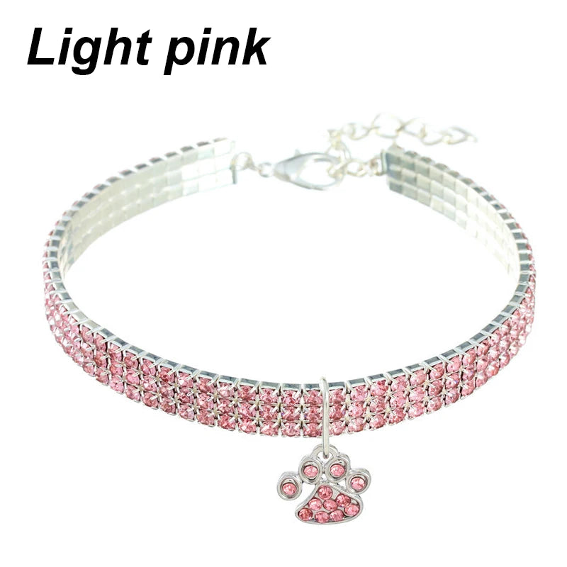 Pet Collar with Diamonds Adjustable Crystal Diamond Elastic Bone Pendant  Cats Dogs  Collier Collar