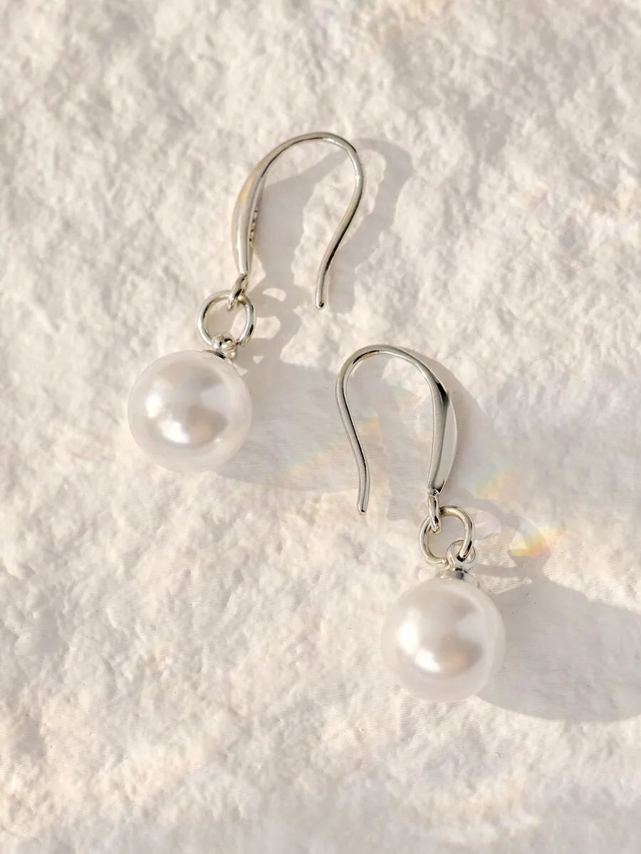 Pearl Drop Earrings With Hook For Women Classic Style