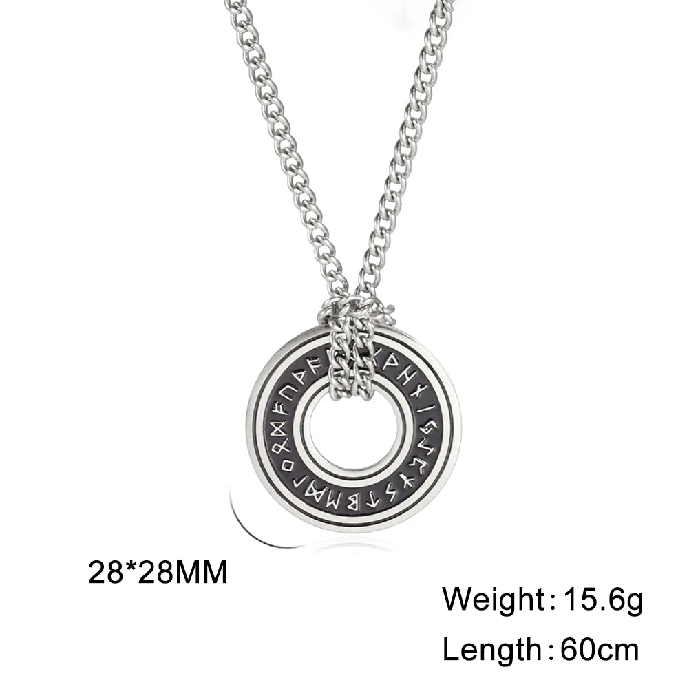 Vintage Nordic Rune Necklaces for Men Stainless Steel Norse Runes Viking Jewerly