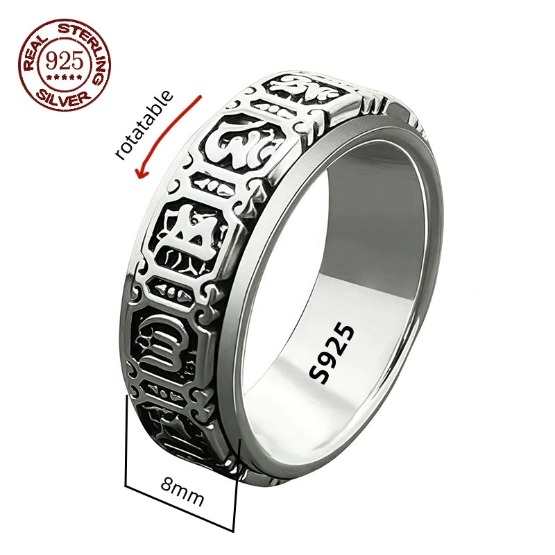 Simplicity Vintage S925 Sterling Silver Viking Rings for Men and Women