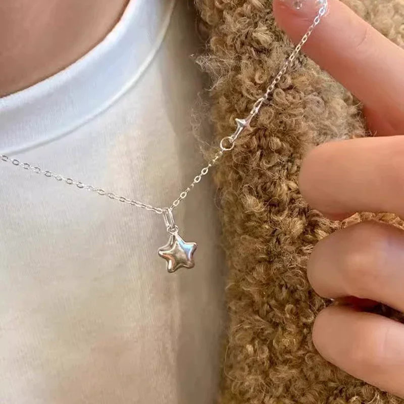 New Arrival 925 Sterling Silver Star Necklace for Women , Exquisite Five Pointed Star Chain
