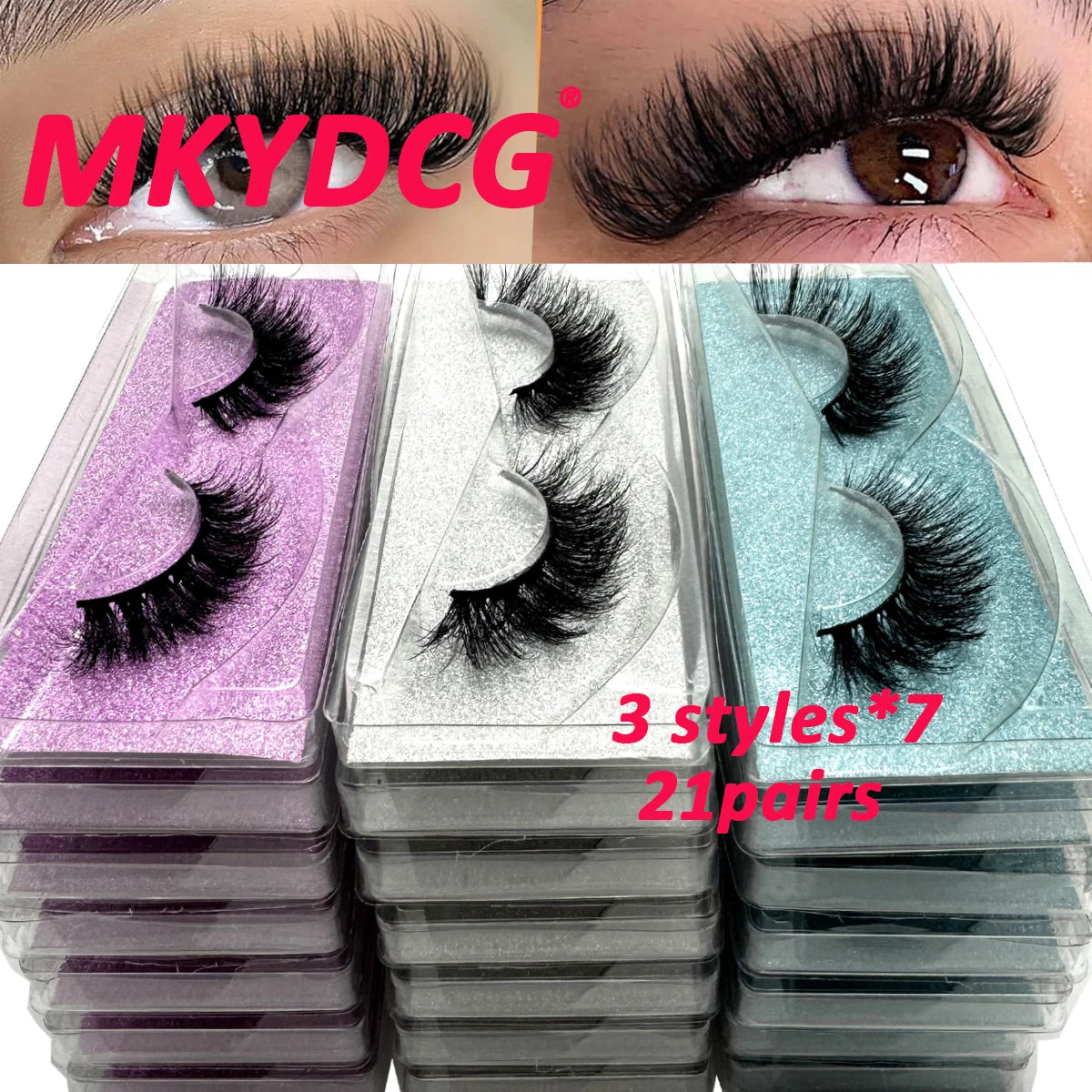 New 21Pairs Natural Fluffy Volume False Eyelashes Dramatic Thick 3D Mink Lashes Extension