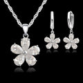 High Quality Solid 925 Sterling Silver Beautiful Flowers Drop Earrings Necklace Jewelry Sets For Women