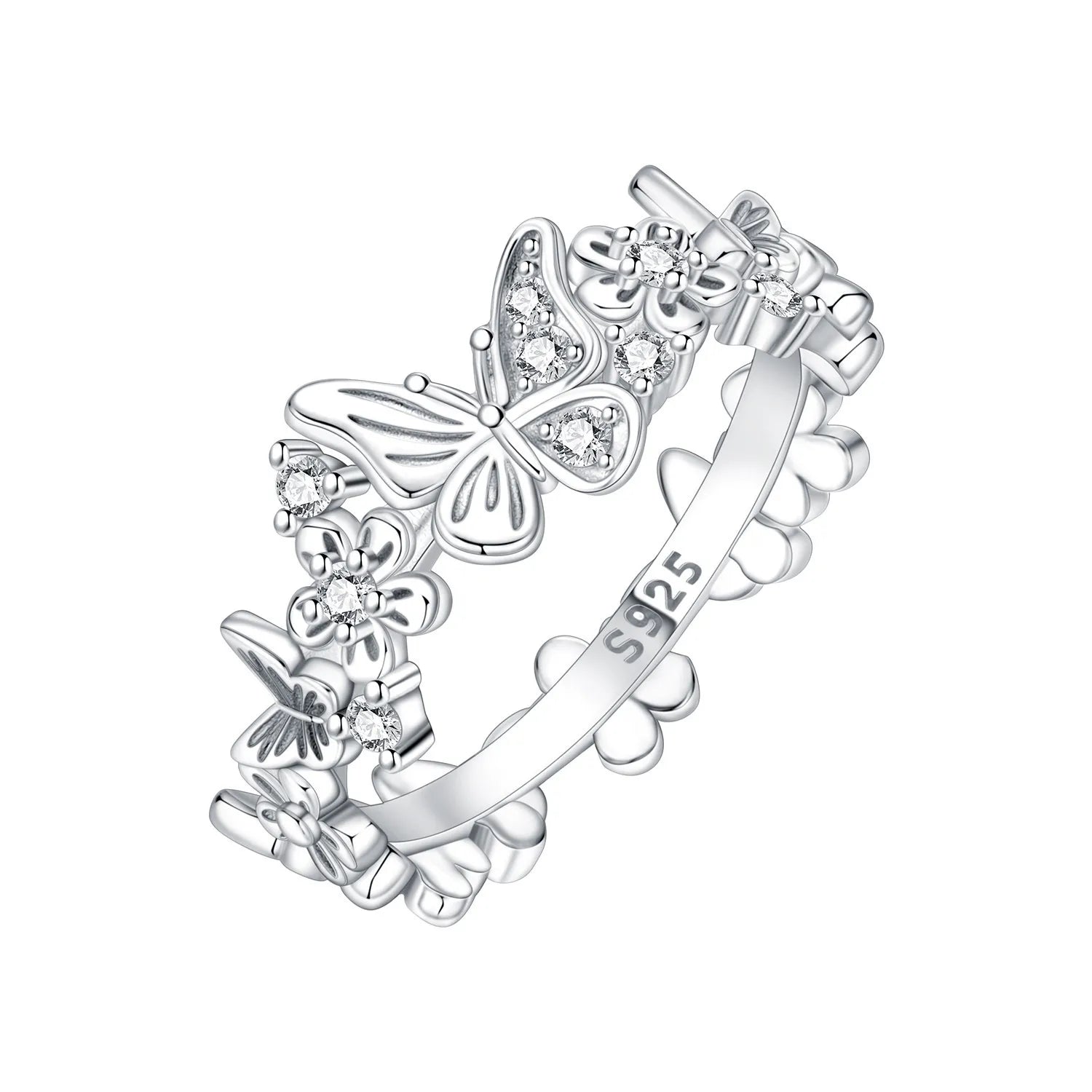 Elegant S925 Sterling Silver Vintage Pattern Closed Ring For Women
