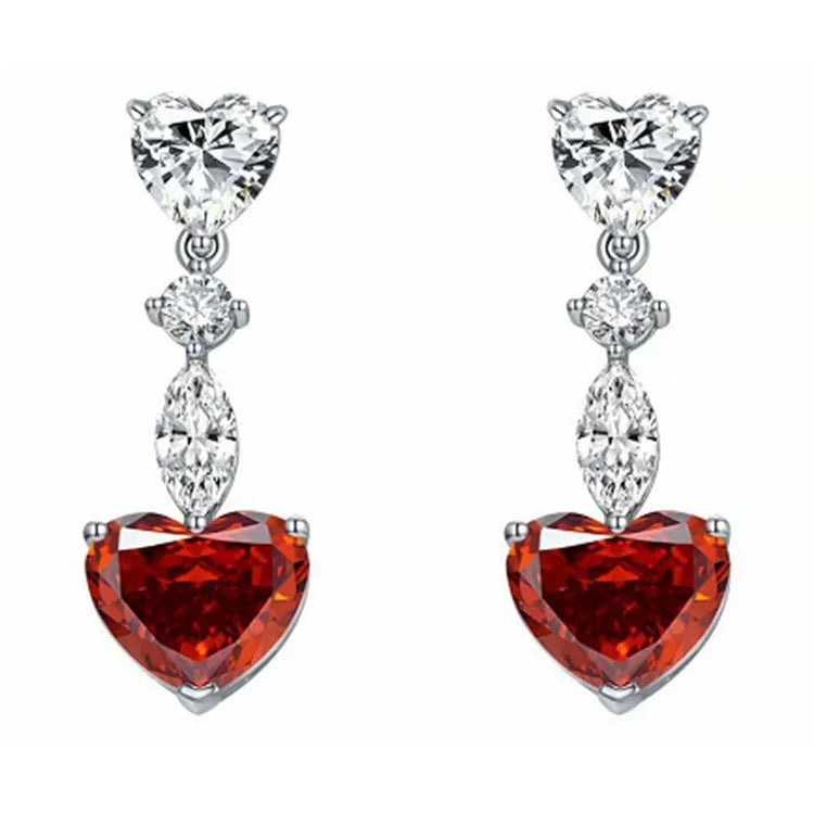 Fashion Jewelry Ladies Blue White Water Drop Shaped Crystal Rhinestone Zircon Metal Dangle Earring for Women