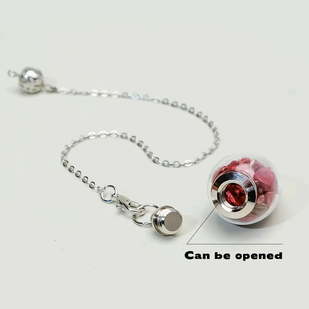 Detachable Crystal Stone Pendulum for Divinatino Dowsing Glass Wishing Bottle Natural Gem Stone Quartz