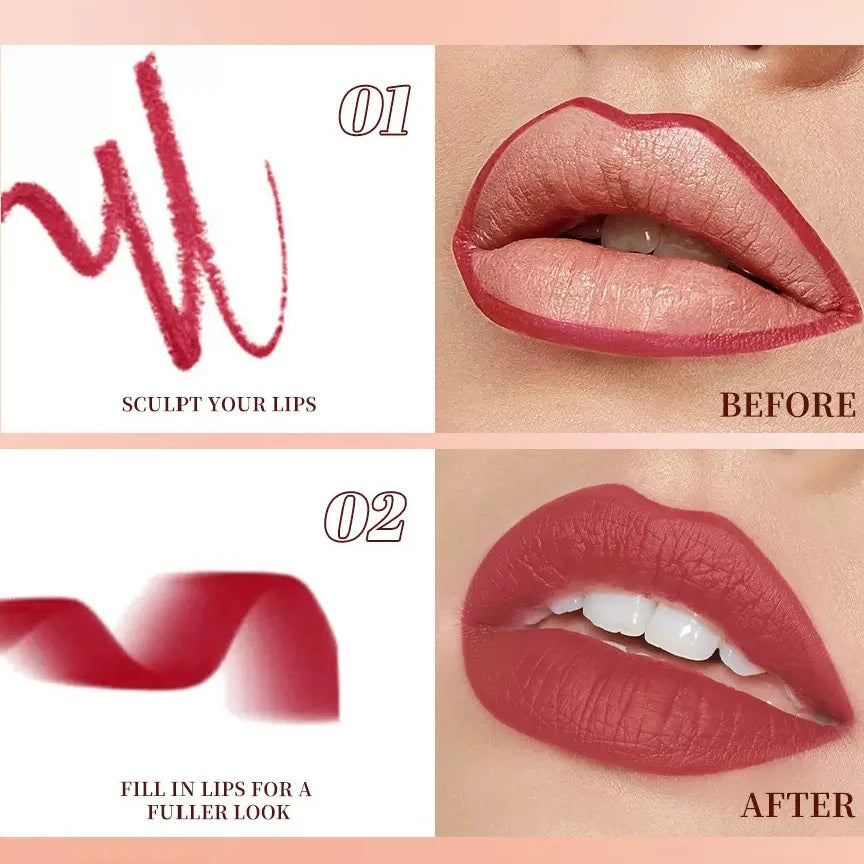 6-color mini lip liner and lipstick pencil, long-lasting waterproof