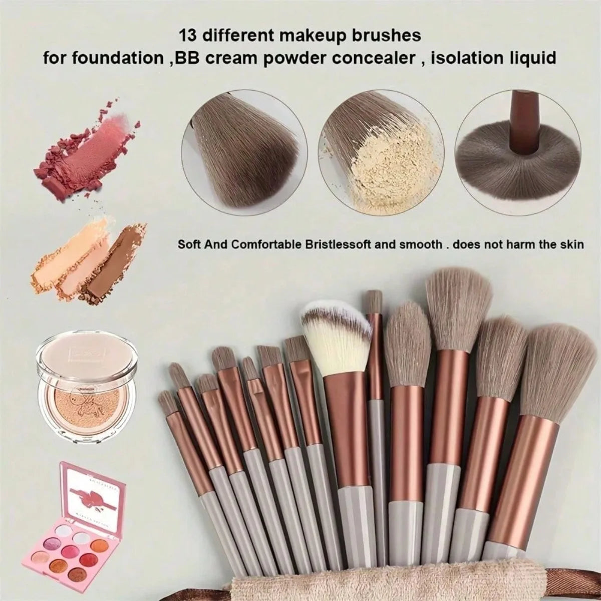 13 Soft Makeup Brushes Set With Perfect Soft Pouch