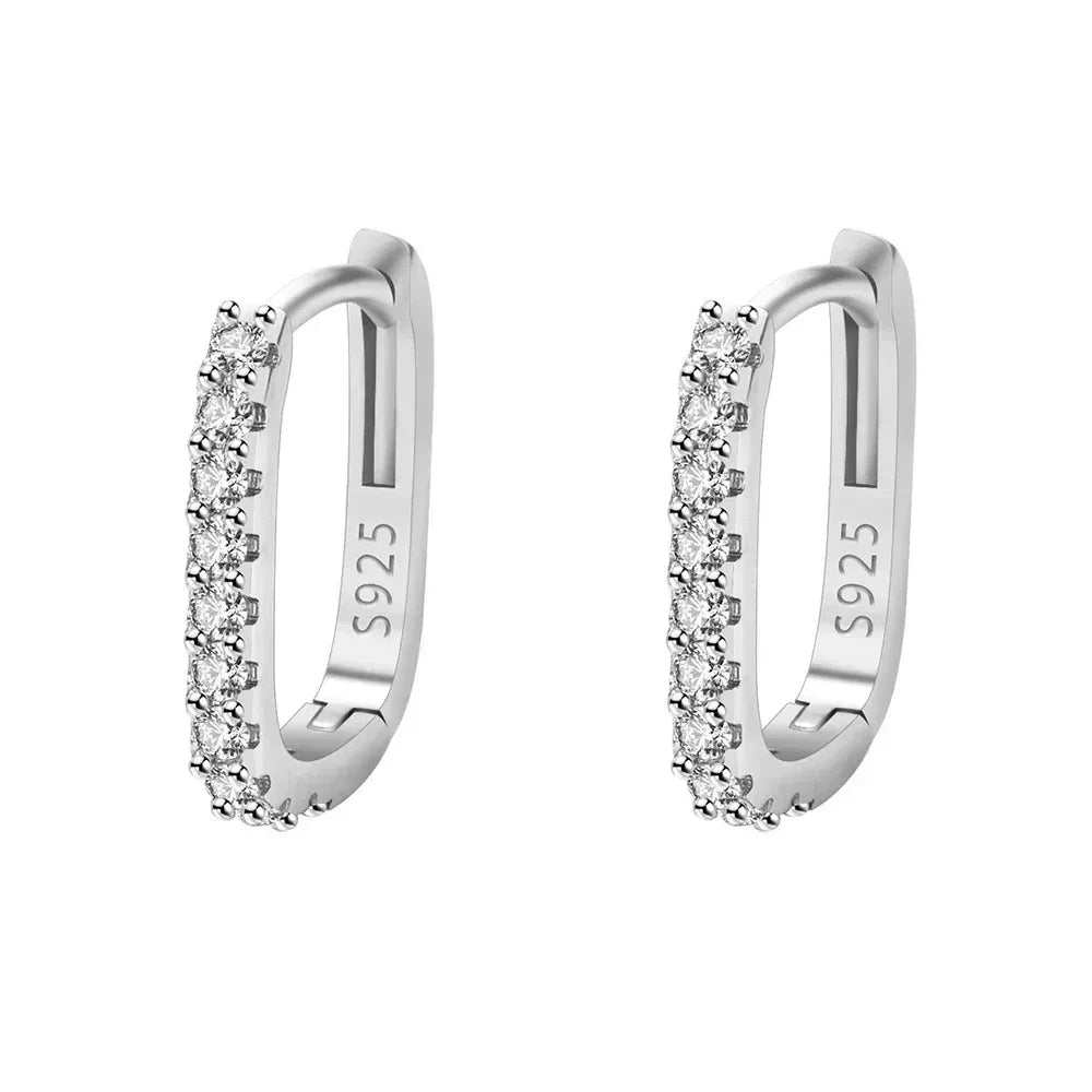 Original designer 925 Sterling Silver Elegant Crystal Jewelry Fashion Zircon Circle Hoop Earrings for Woman