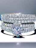 2pcs Elegant Stacking Rings Paved Shining Zirconia Rings