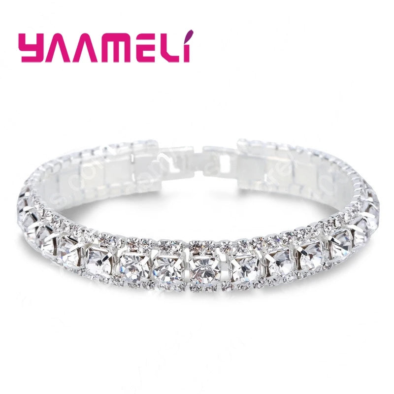 Top Sale 925 Sterling Silver Bracelets Full AAA Zircon Austrian Crystal Bangles