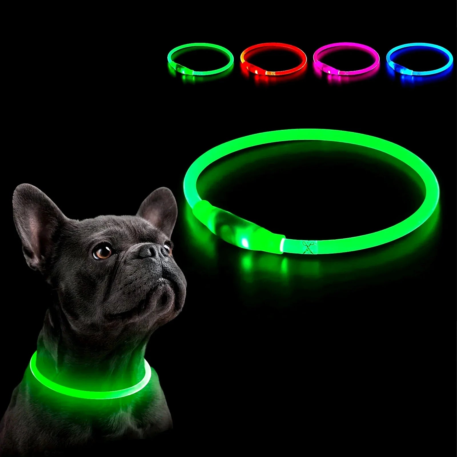 USB Rechargeable Fiber Optic Collar Pet Dog LED Light Collar Luminous Anti-Lost Dog Collar USB Rechargeable Dog Necklace Collar