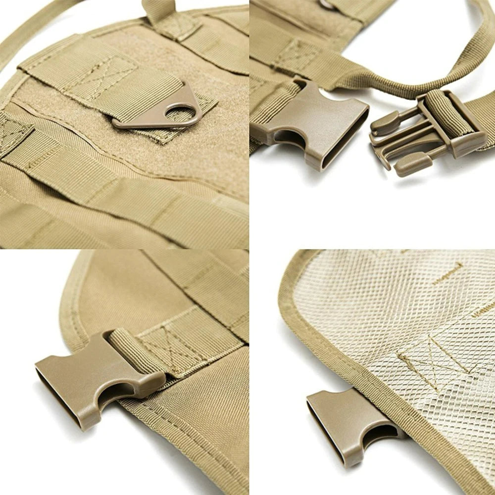 Large Dog Tactical Harness & Leash with MOLLE Pouches Military Vest with Handle
