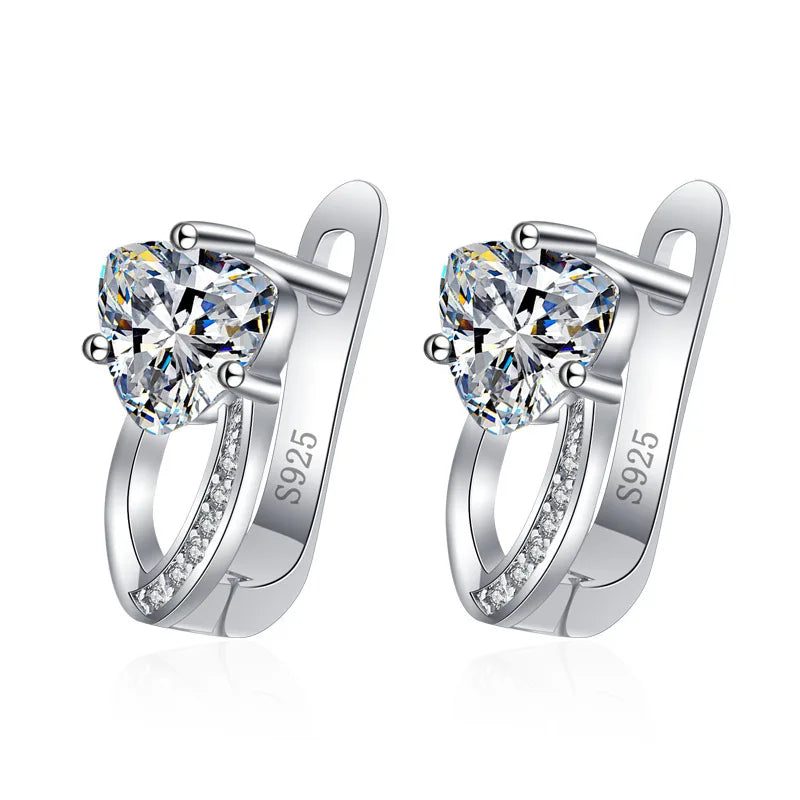 Luxury 925 Sterling Silver Earrings  High Quality White Zircon Earrings
