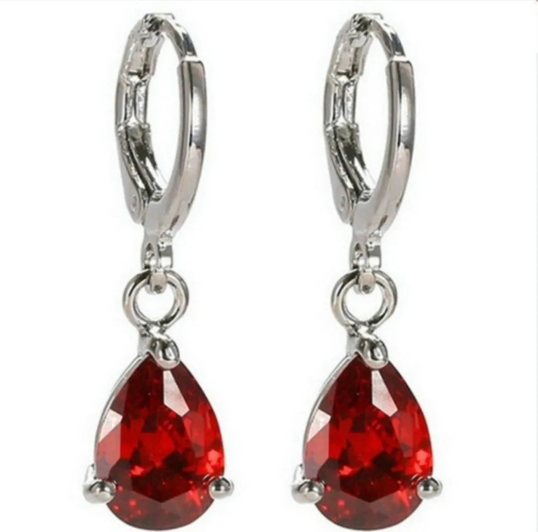 Fashion Jewelry Ladies Blue White Water Drop Shaped Crystal Rhinestone Zircon Metal Dangle Earring for Women