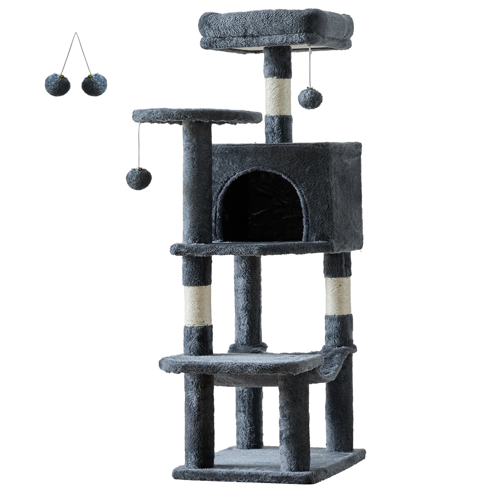 44In Cat Tree Tall Multi-Cat Climbing Tower for Cats  Natural Sisal Scratching Posts