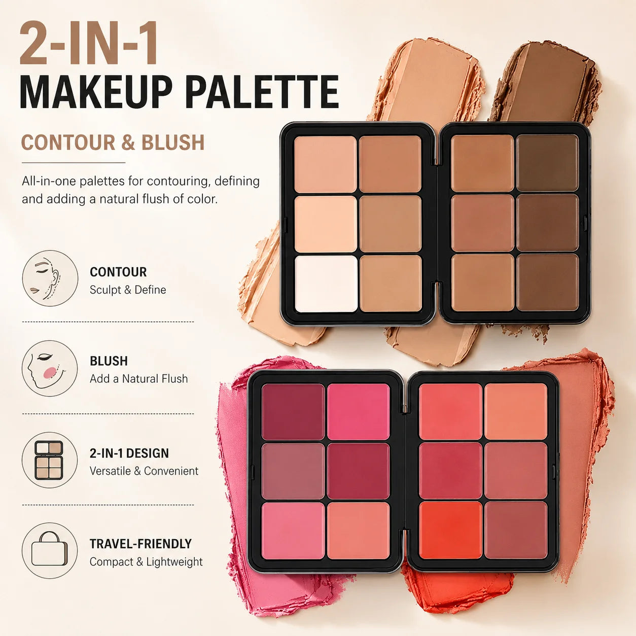 Cream Blush Contour Concealer Palette, 12 Shades
