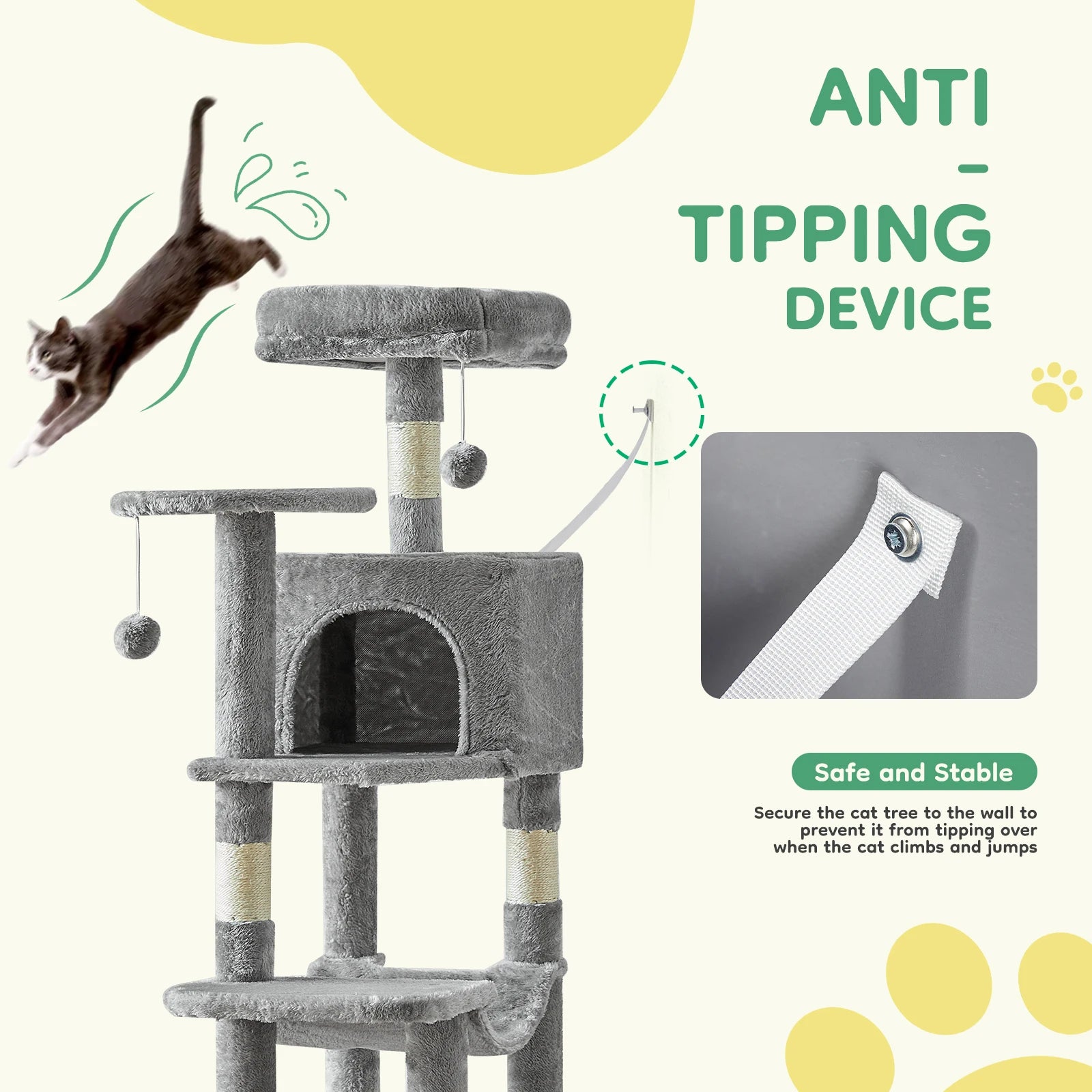 44In Cat Tree Tall Multi-Cat Climbing Tower for Cats  Natural Sisal Scratching Posts