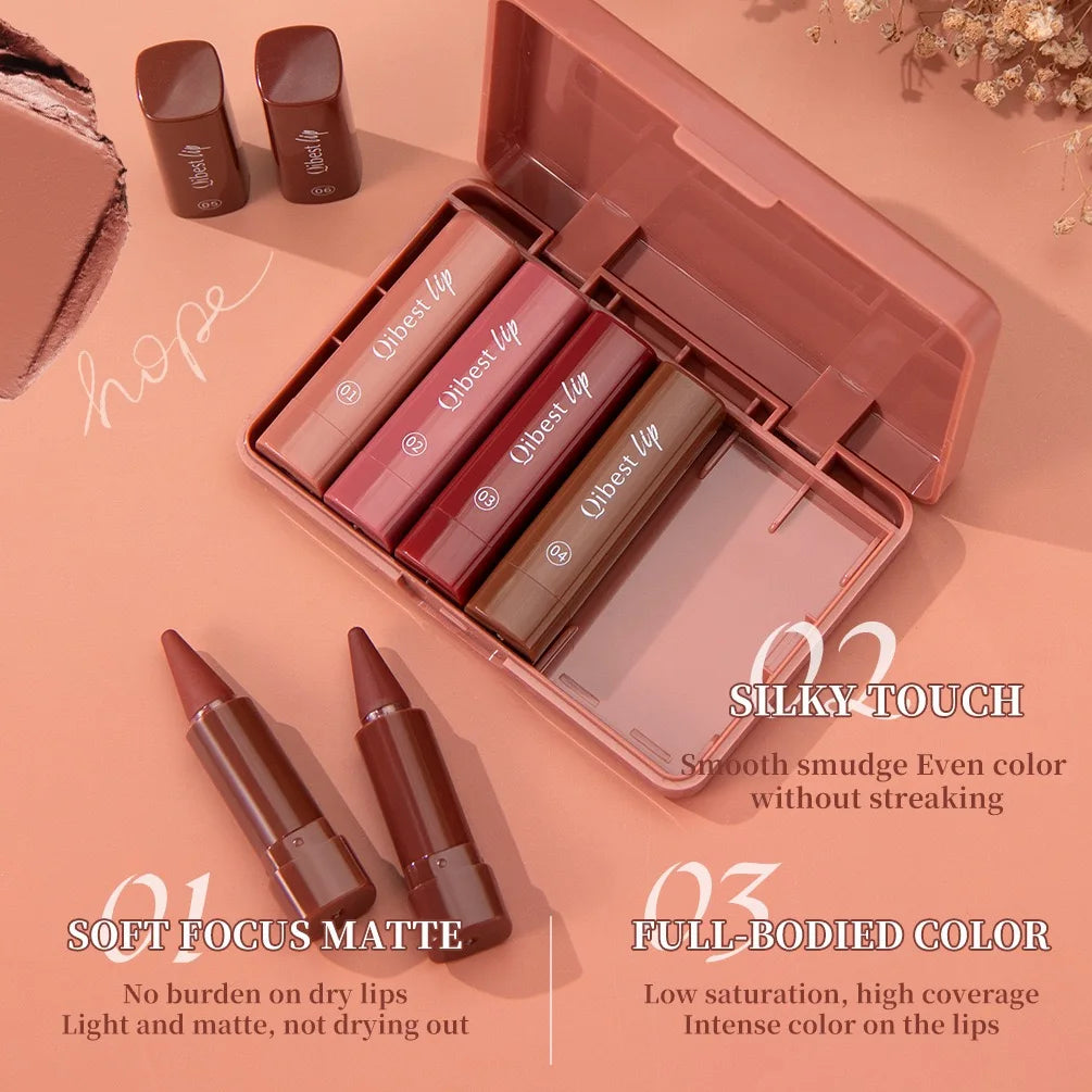 6-color mini lip liner and lipstick pencil, long-lasting waterproof