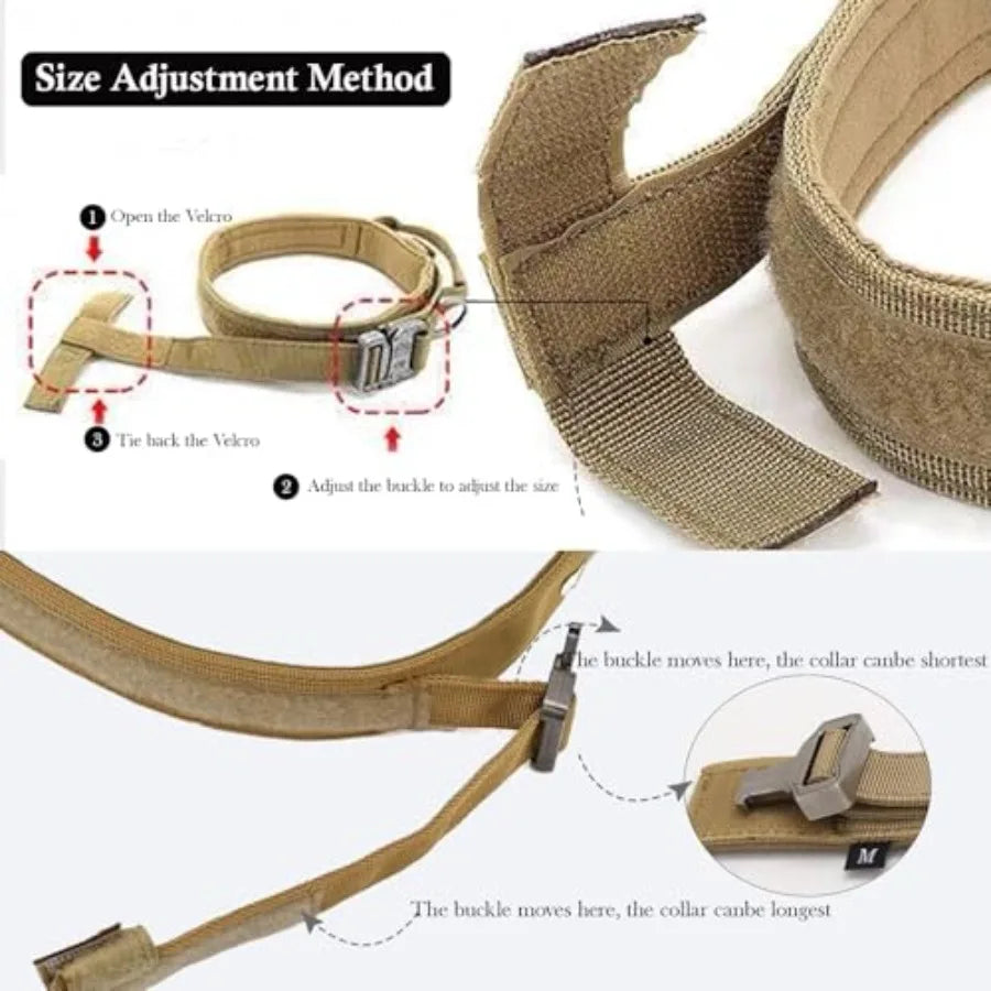 Tactical Dog Collar Adjustable Military Nylon Dog Collar with Control Handle and Heavy Duty Metal Buckle