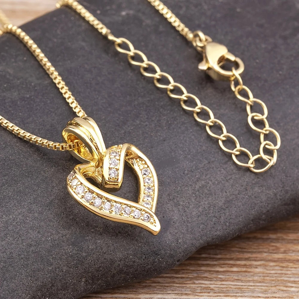 Elegant heart-shaped pendant necklace, spiral love design, sparkling crystal jewelry for women