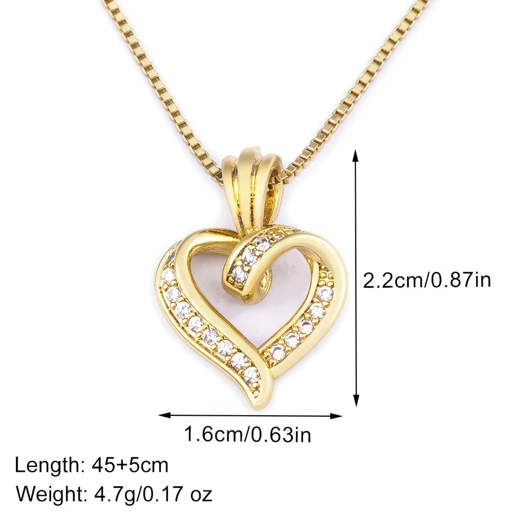 Elegant heart-shaped pendant necklace, spiral love design, sparkling crystal jewelry for women