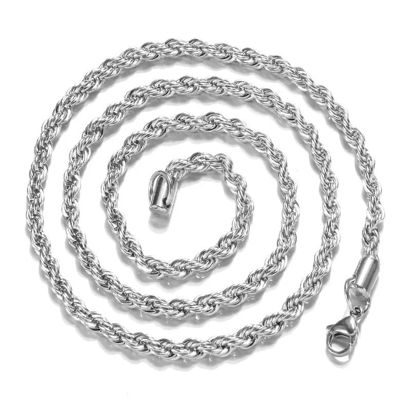 Hot Charms Fine 4MM Rope Chain 925 Sterling Silvery Necklaces for Woman and Men