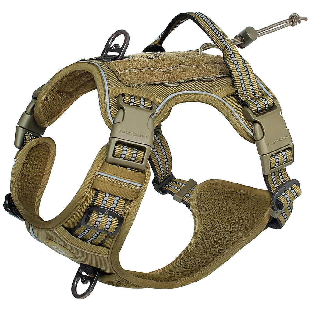 Dog Harness, No Pull Dog Harness, Adjustable Breathable MOLLE Dog Vest Harness for Medium Large Dog Reflective