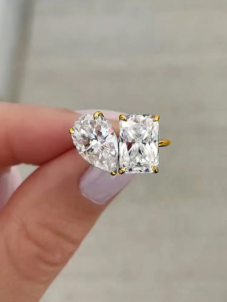 Beautiful 925 Sterling Silver Simple Classic Marquise Zircon Ring For Women
