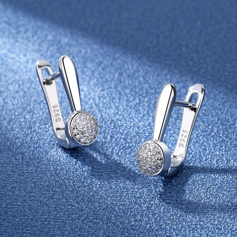 Luxury 925 Sterling Silver Earrings  High Quality White Zircon Earrings