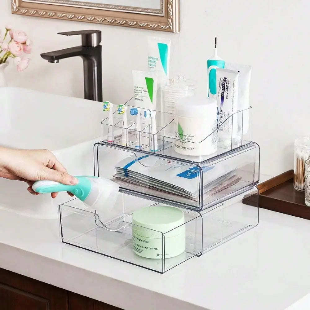 Clear Makeup Organizer With Drawers, Cosmetic Storage Display For Dresser, Countertop, And Bathroom