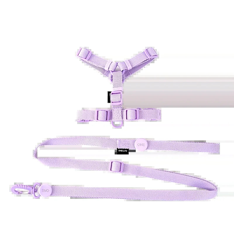 Adjustable Dog Harness Collar Leash Set Macarone Color, Reflective Small Dog Accessories