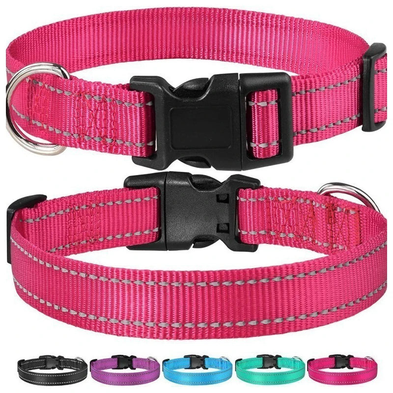 Reflective Dog Collar Medium Dogs Adjustable Soft Nylon Collar Buckle