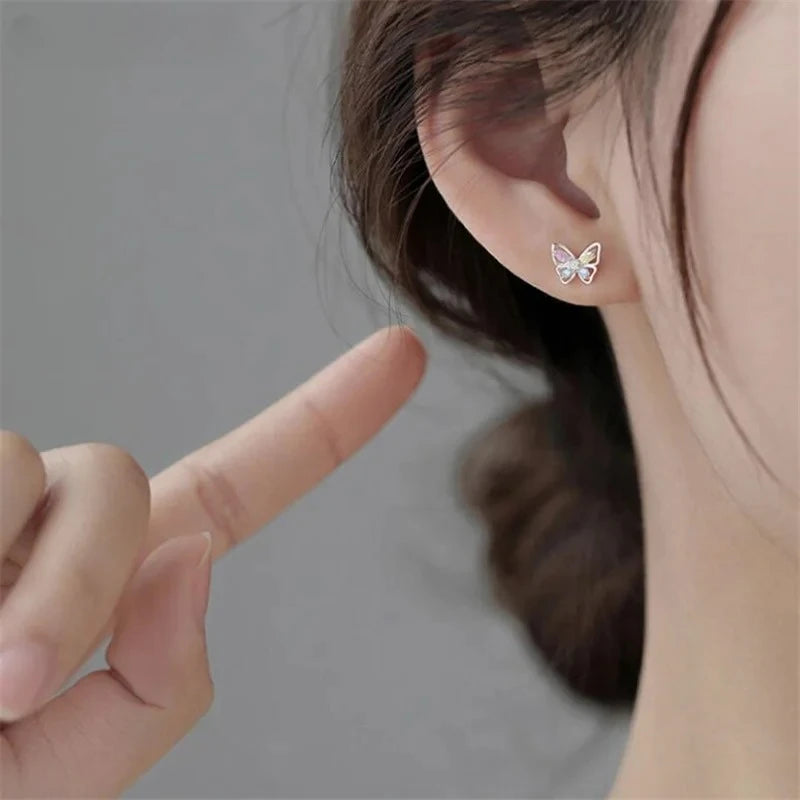 Uini-Tail Hot Selling New sterling silver Colored Butterfly Earrings
