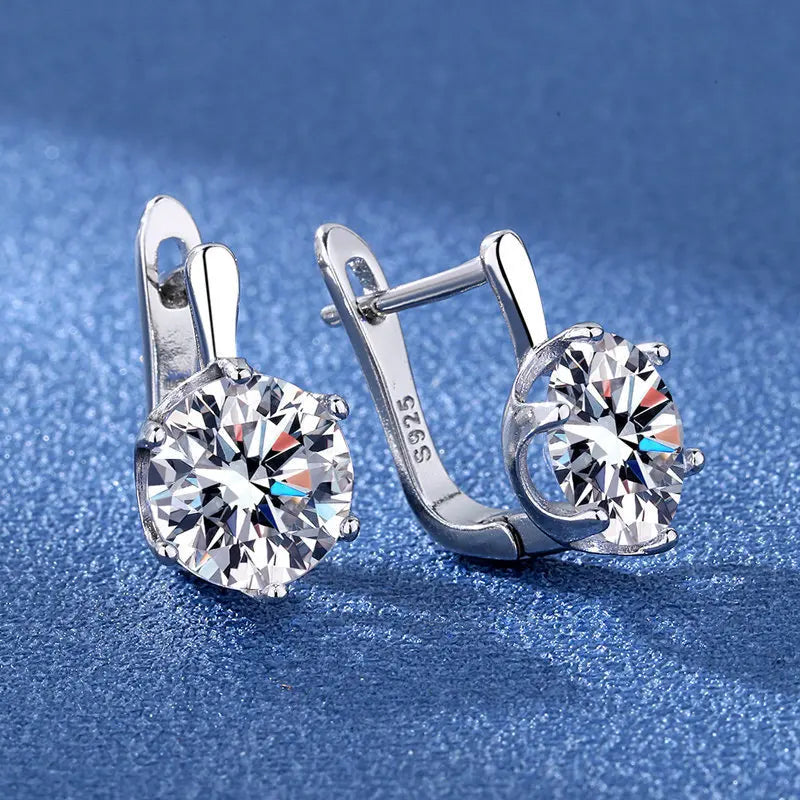 Luxury 925 Sterling Silver Earrings  High Quality White Zircon Earrings
