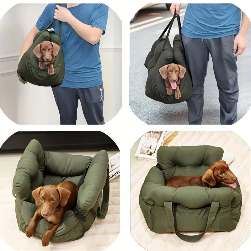 Dog Car Seat with Safety Belt - Non-Slip for Small Dogs, Washable