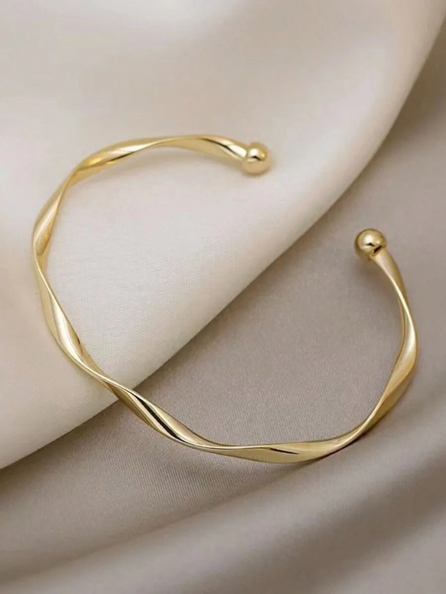 Mint Blue Twisted Adjustable Cuff Bangle For Women Fashion Jewelry