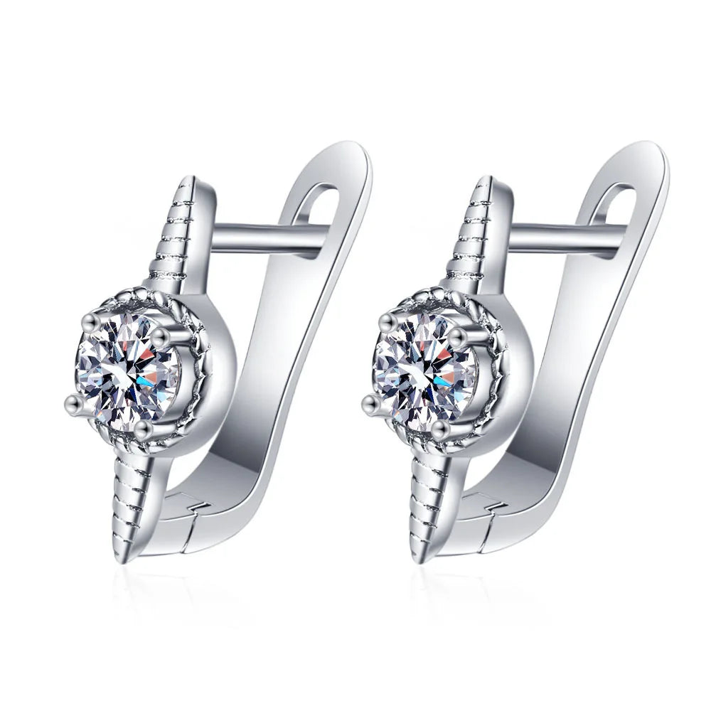 Luxury 925 Sterling Silver Earrings  High Quality White Zircon Earrings