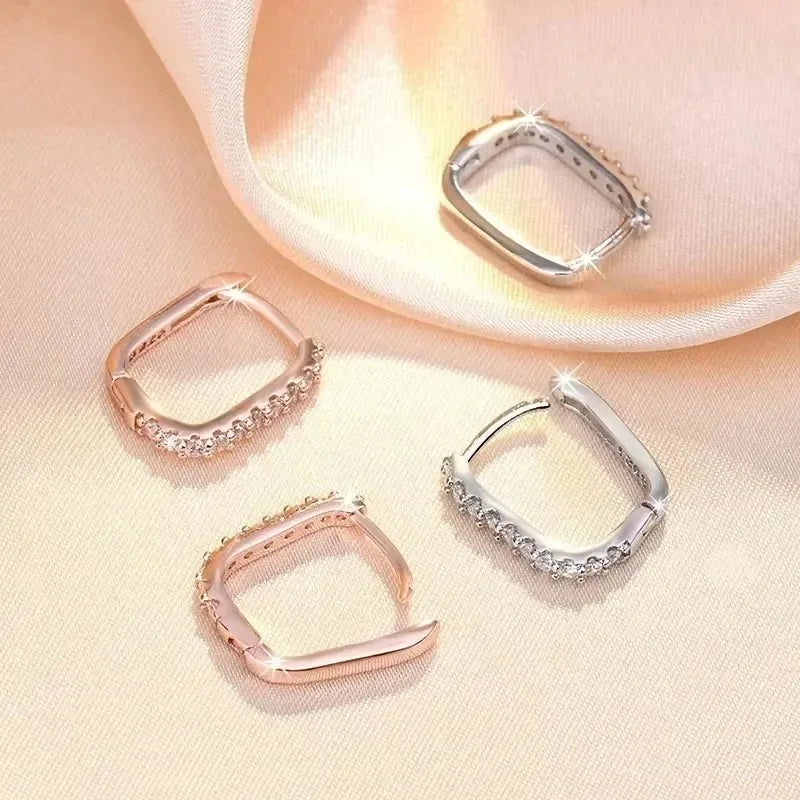 Original designer 925 Sterling Silver Elegant Crystal Jewelry Fashion Zircon Circle Hoop Earrings for Woman