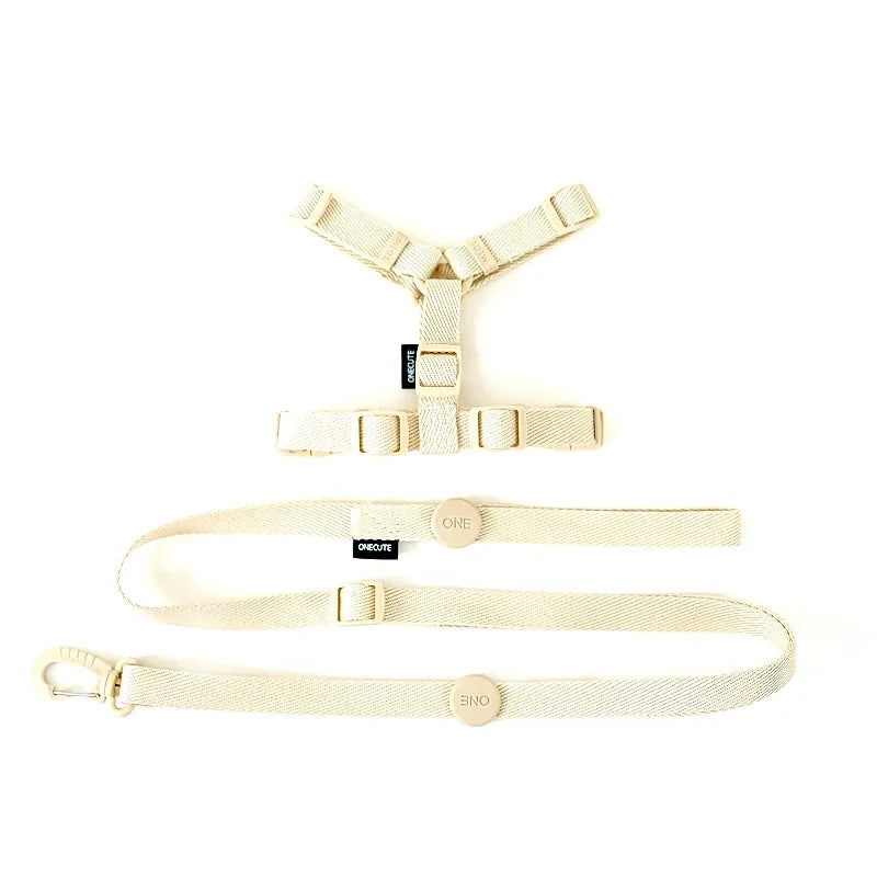 Adjustable Dog Harness Collar Leash Set Macarone Color, Reflective Small Dog Accessories