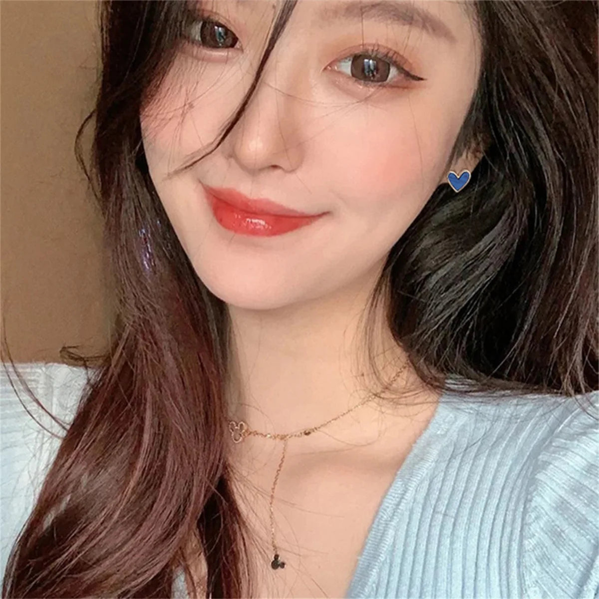 New Sweet Cute Heart Stud Earrings for Women
