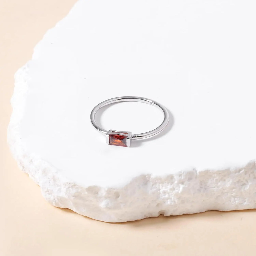 Elegant S925 Sterling Silver Birthstone Stackable Rings for Women with Cubic zirconium