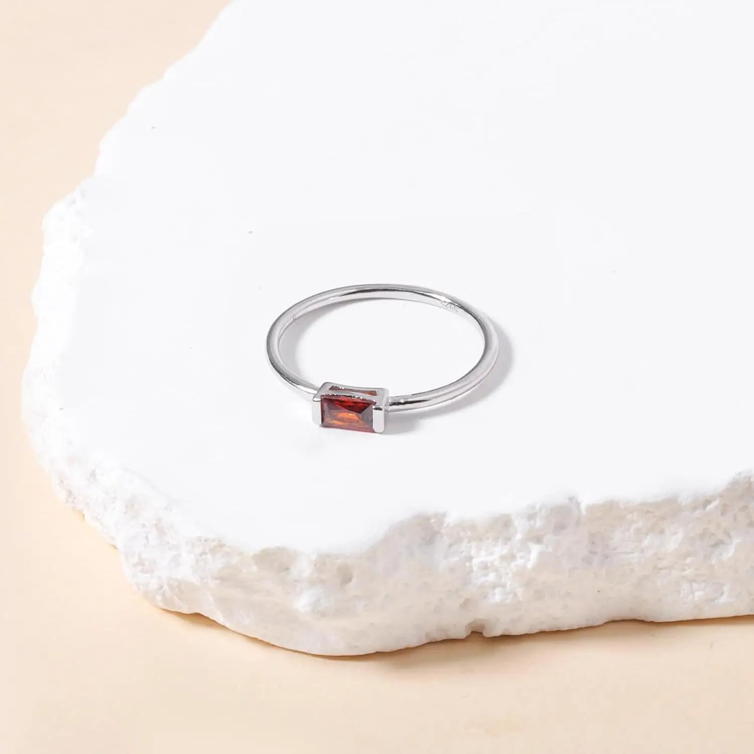 Elegant S925 Sterling Silver Birthstone Stackable Rings for Women with Cubic zirconium