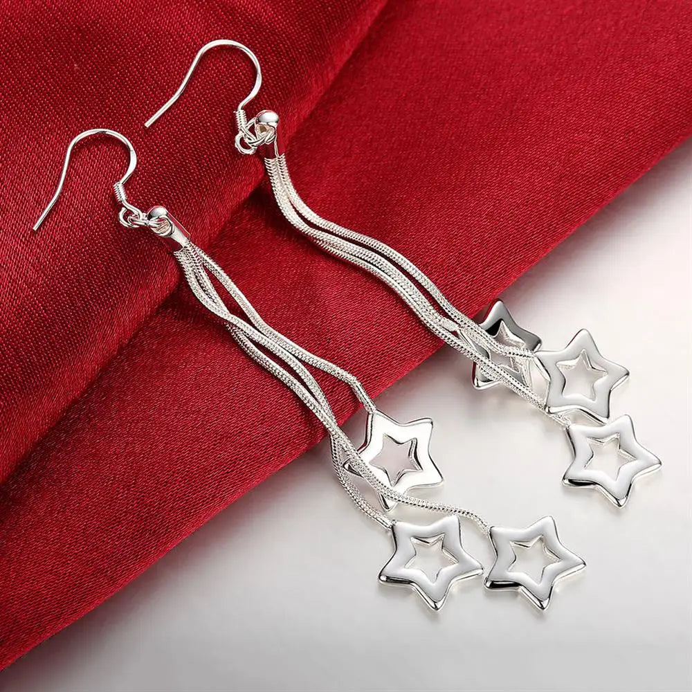 High quality silver color Tassel hanging stars Earrings for woman