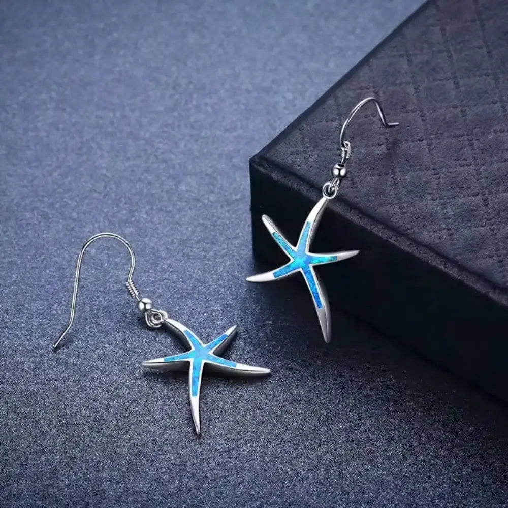 Women's Jewelry Set, Including Starfish Pendant And Matching Earrings, Laboratory-Made Fire Opal