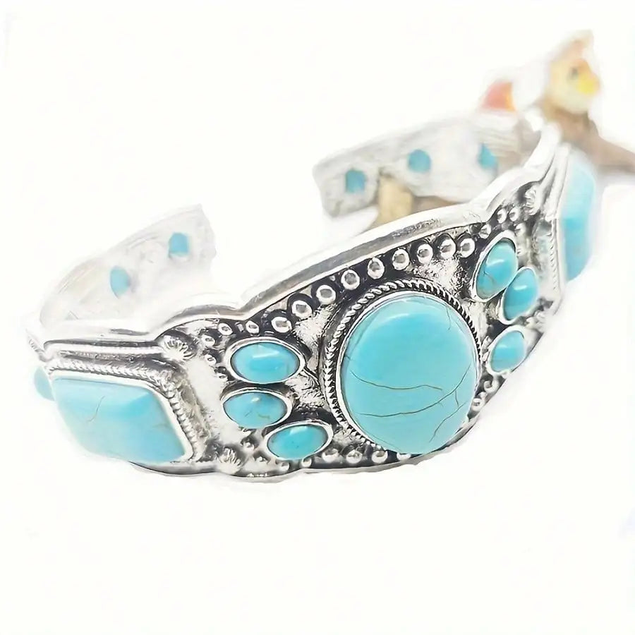 Elegant Retro Bohemian Natural Turquoise Bracelet  for Woman Exquisite Accessories