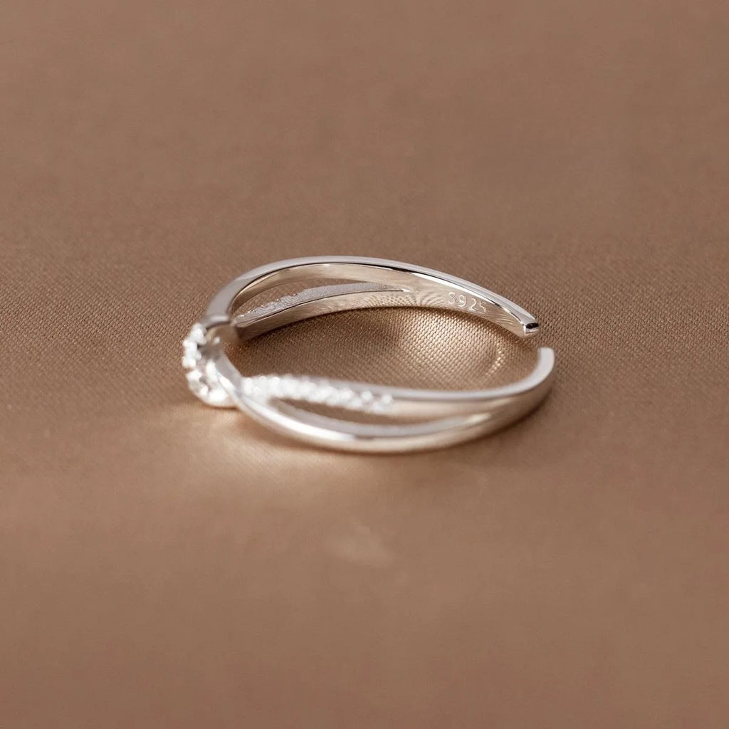 925 Sterling Silver Cross Knotting Zircon Rings For Women